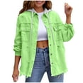 thumbnail image 2 of Wowcloth Women's Denim Jacket, Loose Fit Distressed Long Sleeve with Detachable Hood, Casual Fashion Outerwear for Daily Wear and Travel, 2 of 9