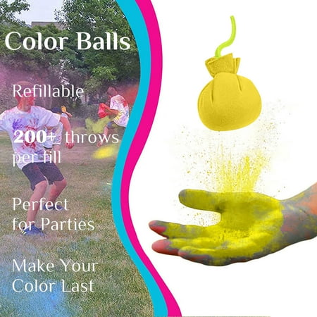

〖Roliyen〗Home Decor Event Party Party Color Powder Balls Refillable Holi Color Balls Combine Color Powder Fun Party Throwing Atmosphere Supplies