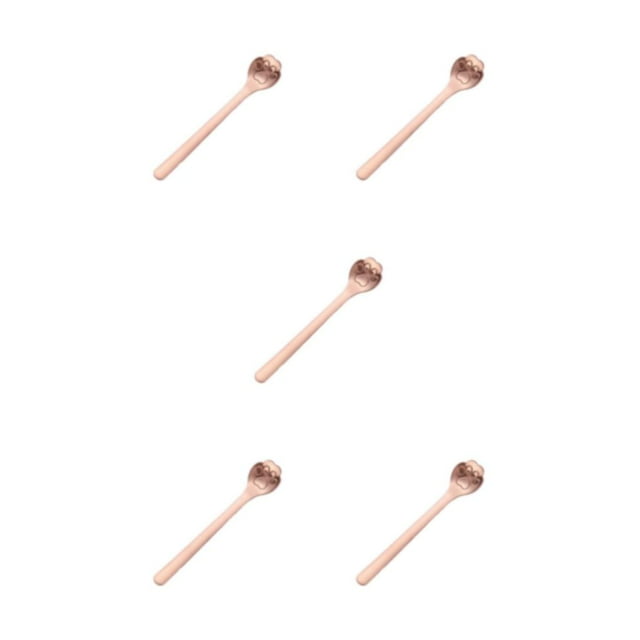 Youkk Exquisite Tea Spoon For Tea Lovers For Home And Restaurant Teaware Essential For Tea Drinking Stainless Steel Spoon cat paw rose gold 1 5Set
