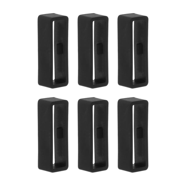 Unique Bargains 6pack Watch Strap Loop Fastener Rings 26mm Rubber Watch Holder Keeper Black