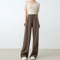 thumbnail image 2 of Olyvenn Dress Pants for Women 2025 Spring Trendy Casual Pants Stretch Elastic Waist Pants Loose Fit Wide Leg Trousers Workwear Suit Pants Brown L, 2 of 4