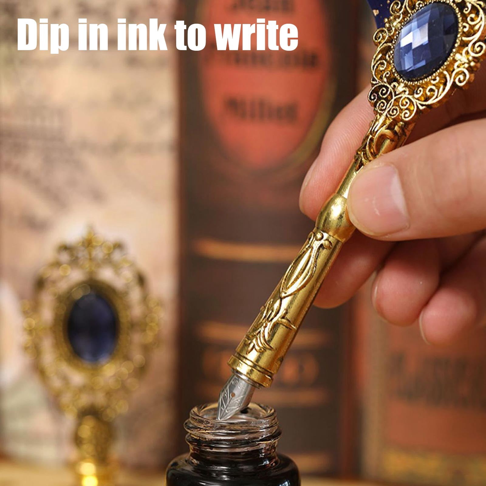 Xheghe Quill Pen Set with Ink, Nibs, Seals & Stand - Ideal for Calligraphy, Journaling & Gift-Giving
