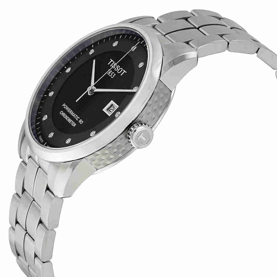 tissot luxury automatic black diamond dial men's watch