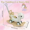 thumbnail image 3 of Wdmiya 4 in 1 Rocking Horse for Toddlers 1-3 Years Old, Baby Unicorn Rocking Toy Birthday Gift for Boy and Girl, Ride on Toy with Detachable Balance Board，Balance Bike with Push Handle, Khaki, 3 of 10