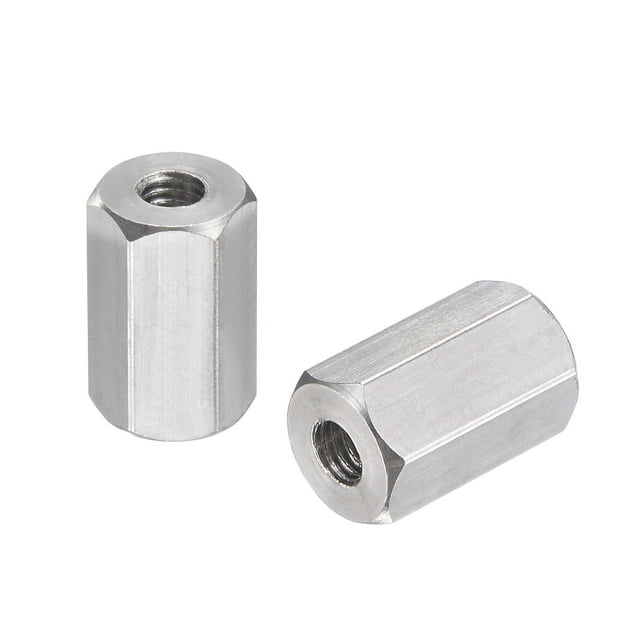 Unique Bargains M3 x 0.5-Pitch 10mm Length 304 Stainless Steel Metric Hex Coupling Nut, 10-Pack