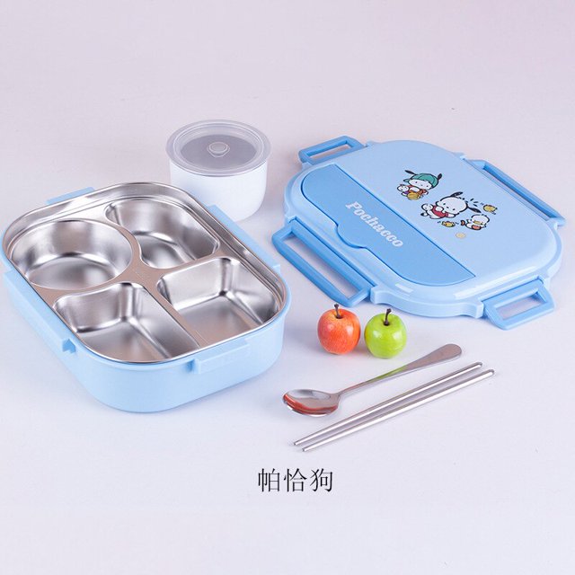 Sanrio-fiambrera de Hello Kitty, caja de almuerzo de acero inoxidable, Kawaii, My Melody, Kuromi, Cinnamoroll, almacenamiento de alimentos portátil para estudiantes xuanjing unisex