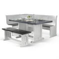 thumbnail image 2 of Orso 4pc Breakfast Nook Dining Table Set, Corner Bench, White Brown, 2 of 6