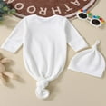 thumbnail image 4 of 2 Pcs Nouveau-Né Bébé Fille Garçon Rentrant à la Maison Robe Nouée Unisexe Tenue de Sommeil Pyjama, 4 of 6