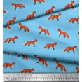 thumbnail image 2 of Soimoi Blue Silk Fabric Fox Animal Printed Fabric 1 Yard 42 Inch Wide, 2 of 3