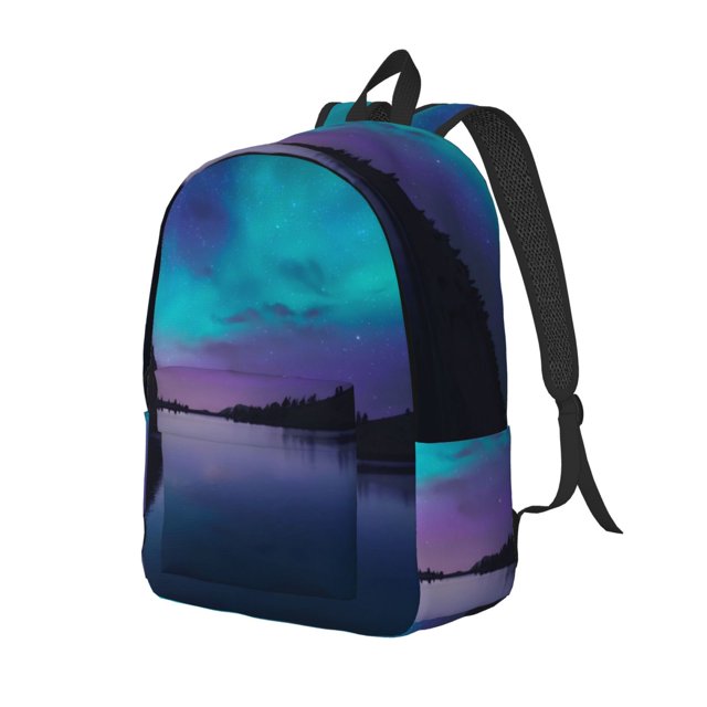 Fotbe Night At Lake Aurora Mochila de Lona con Estampado, Mochila Duradera, Mochila Versátil de Alta Calidad, Mochila Compacta Vintage-Medium