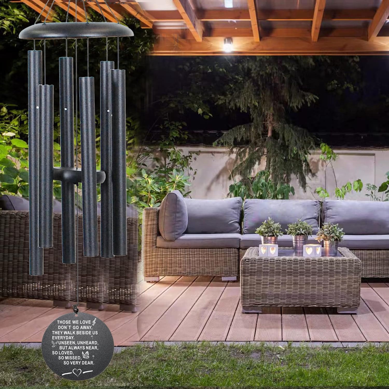 Sympathy Wind Chimes, 40" Memorial Wind Chimes for Loss of Loved One, Sympathy Memorial Bereavement Gift,in Memory of Loved One Loss of Mother Father，Home Decor Garden Patio Outdoor