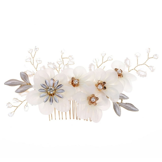 Peineta para el pelo para boda, exquisita moda hecha a mano, gasa de seda, flor, perla, cepillo para el pelo para novia, accesorios para el cabello
