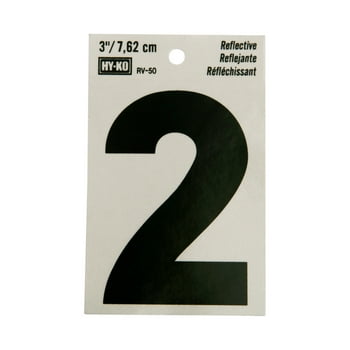 HY-KO 3" Reflective Vinyl Number 2, Self-adhesive, Weather-resistant