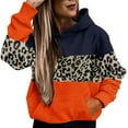 thumbnail image 2 of Wang6 Plus Size Hoodies for Womens Loose Leapord Pirnted Hooded Pullovers Sweatshirts Trendy Fall Long Sleeve V Neck Tops with Pocket Orange XL, 2 of 5