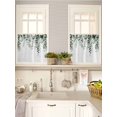 thumbnail image 5 of Green Eucalyptus 2 Panel Kitchen Curtains for Small Windows, Weeping Botanical Leaf Watercolor Bathroom Tier Curtain, Short Window Treatment for Bedroom/Living Room 55"x24", 5 of 6
