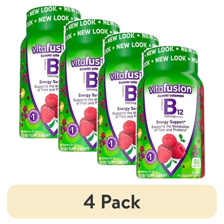 (4 pack) Vitafusion B12 Gummy Vitamins, Delicious Raspberry Flavor, 60ct (30 Day Supply)