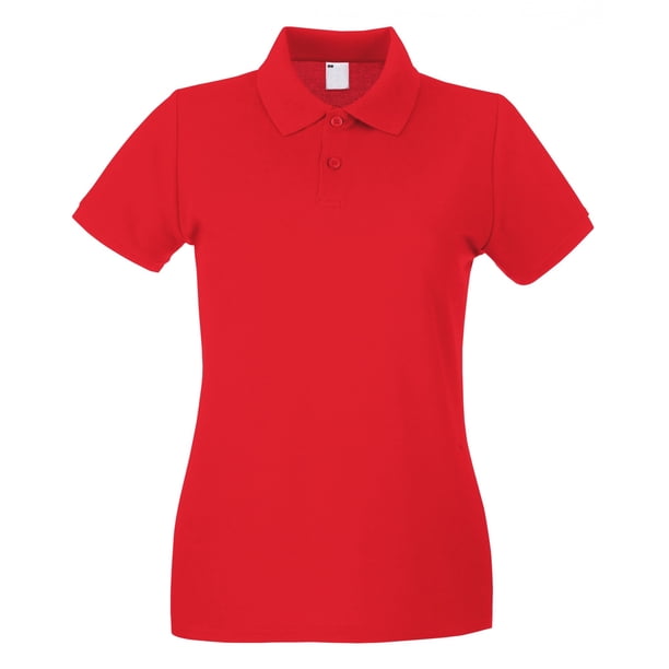 Polo entallado de manga corta para mujer (Rojo brillante)