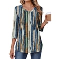 thumbnail image 3 of Fantaslook 3/4 Length Sleeve Womens Tops Dressy Casual Boho Blouses V Neck Pleated Tunic Tops Work Shirts, 3 of 8