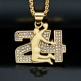 thumbnail image 2 of PikaLF Basketball Number 24 Necklace for Men, Hip Hop Basketball Player Necklace, No. 24 Basketball Pendant Necklace with 23.6"Chain, Stainless Steel Punk Rock Basketball Sport Pendant, 2 of 3