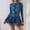 Blue, variant on Womens Rash Guard Long Sleeve UPF 50+ Zip Up One Piece Swimsuits with Shorts Modest Swim Dress with Built in Bra