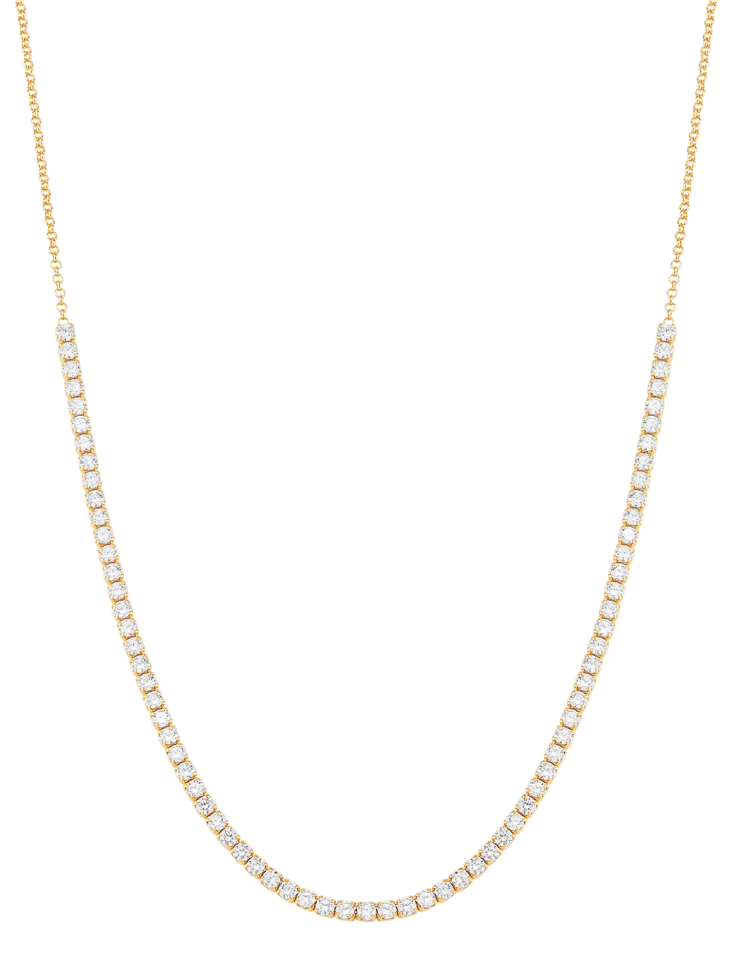 Brilliance Fine Jewelry Cubic Zirconia Adjustable Necklace in Sterling Silver 14KT Gold Plate