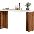 thumbnail image 6 of 56" Modern Home Bar Table - Faux Marble Top, Walnut & White, Kitchen/Dining/Living Room Bar. Freestanding, Bar Height Table for Entertaining. Durable & Stylish., 6 of 10