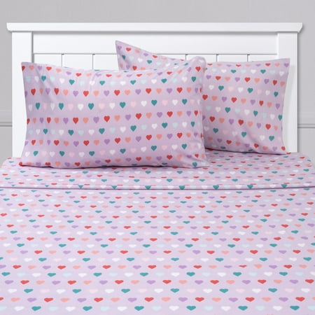hearts kids sheet set purple multi color twin twin xl