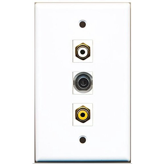 RiteAV - 1 Port RCA White and 1 Port RCA Yellow and 1 Port 3.5mm Wall Plate