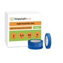 PSBM Blue Painters Tape 3" x 60 Yards, 16 Pack, 5.5 Mil, Easy Tear, Multi-Surface, Overspray Protection