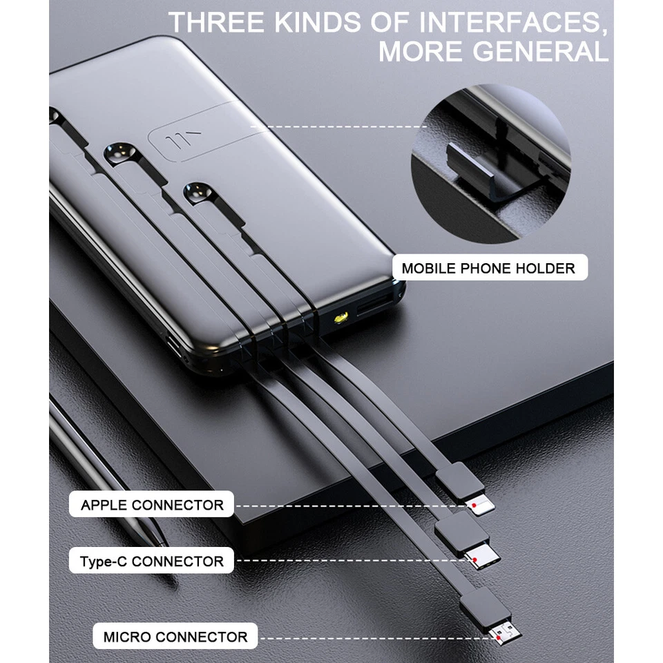 10000Mah Power Bank Backup External Battery Pack Charger For Cell Phone 3-Usb