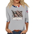 thumbnail image 3 of Youpwaven America 250th Anniversary Women's 3/4 Sleeve Top, USA 250 Years Patriotic Graphic Shirt, 4th of July Waving Flag Crew Neck Tee with Contrast Trim, 3 of 7