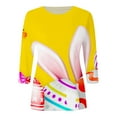 thumbnail image 4 of JLFKNG Womens T Shirts 3/4 Sleeve T Shirts For Women Fashion Rabbit Egg Printed Easter Style Crew Neck Shirt Tops Loose Fit Comfy Womens Clothing, 4 of 4