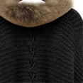 thumbnail image 4 of VISALY Long Cardigans Chunky Cardigan Casual Knitted Cape Cardigan Faux Collar Solid Color Long Sleeve Open Front Sweater Winter Warm Soft Loose Fit Batwing Sleeve Basic Cardigans Black One Size, 4 of 5