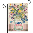 thumbnail image 1 of Happy Spring Mason Jar Floral Garden Flag 12.5" x 18", 1 of 3