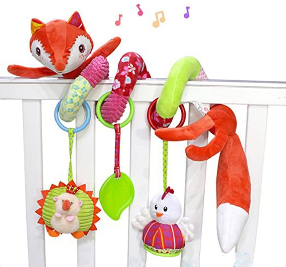 Morrate Baby Pram Crib Ornament Hangings Cute Little Star Shape Design Spiral Plush Toys Stroller and Travel Activity Toy 