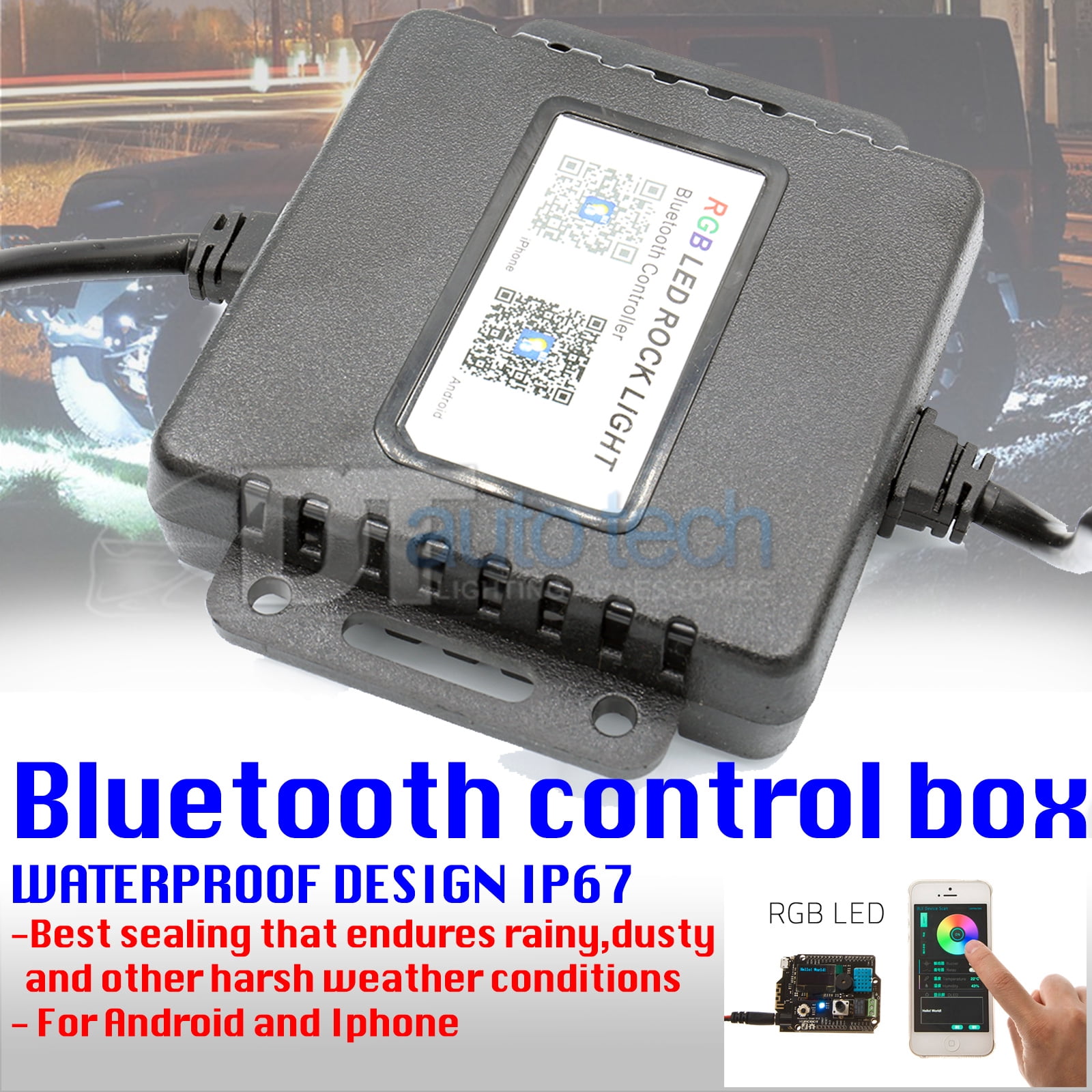 6 LED Rock Lights Aluminum Wireless w/Bluetooth Music RGB Color Accent Under Car