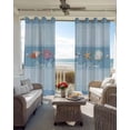 thumbnail image 4 of Coastal Blue Striped Blackout Curtains 84 Inches Long, Ocean Sea Summer Starfish Coral Shells Thermal Insulated Black Out Curtains, Darkening Window Curtain for Bedroom Living Room 52"x84" 2 Panels, 4 of 9