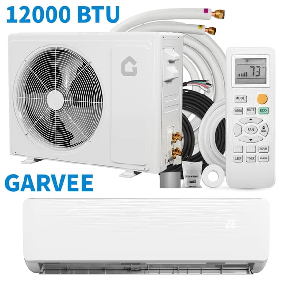 Senfot 12000 BTU Mini Split Air Conditioner with Heat Pump 19 SEER2 230V Wall Mounted Ductless AC Installation Kits Cools Up to 750 Sq Ft White