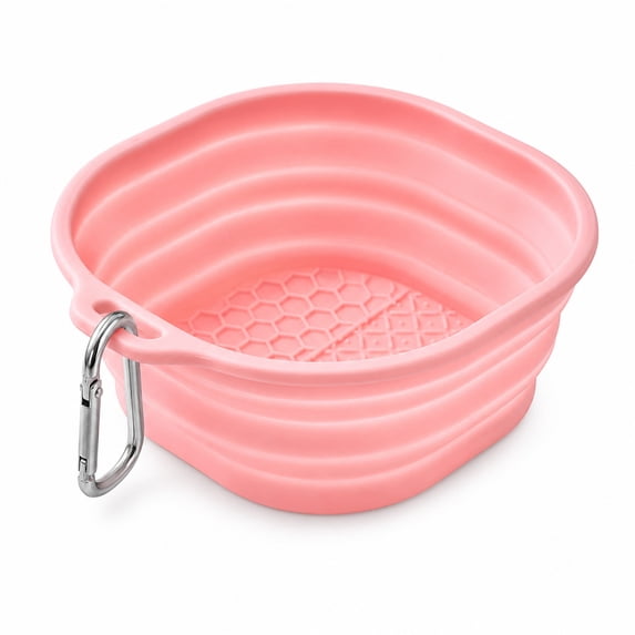 Dog Travel Bowls, Collapsible Portable Water Bowl for Walks _ Pink