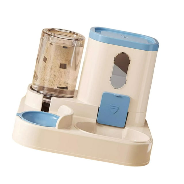 Comedero y dispensador de agua automático para gatos 2 en 1, cuenco para comida y agua para mascotas Azul