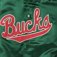 thumbnail image 3 of Youth Mitchell & Ness Green Milwaukee Bucks Hardwood Classics Satin Raglan Full-Snap Jacket, 3 of 4