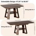 thumbnail image 2 of 47–67 Inch Extendable Dining Room Table for 4–6, Rectangular Wooden Kitchen Table with Removable Leaves, Storage Shelf, Walnut, 2 of 7