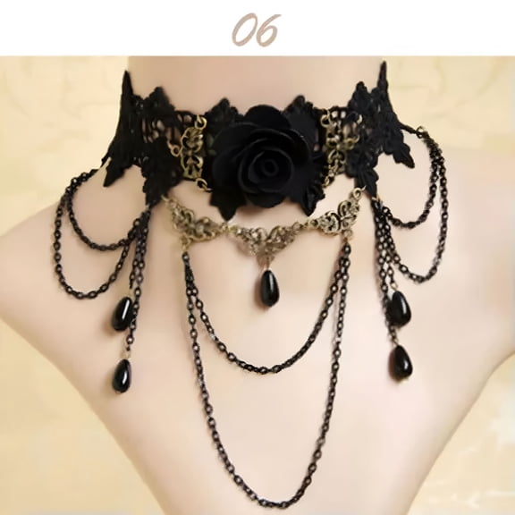 DESIGNICE 2026 New Gothic Vintage Black Choker Collar Crystal Pendant Necklace Chain Women Jewelry Gothic Choker Necklace for Evening Wear, Cosplay, Gothic Fashion, Party Outfits, Alternative Style