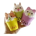 thumbnail image 2 of Set of 3 Random - 4" Animal Drinking Bubble Drink Cute Micro Slow Rise Squishy Toys - Memory Foam Party Favors, Prizes, OT Cow, Alpaca, Cat, Corgi, Bear, Unicorn, 2 of 7
