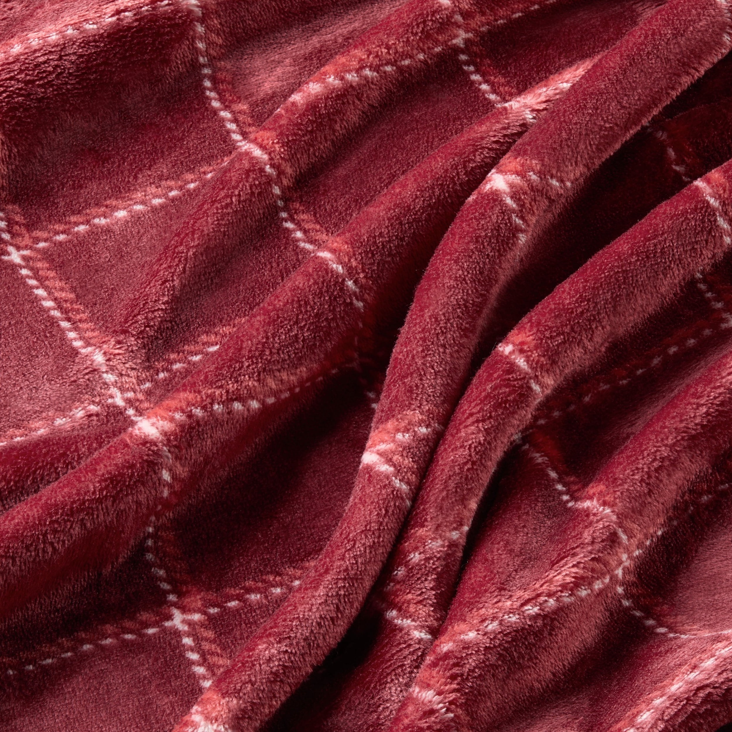 Mainstays Velvet Plush Bed Blanket, Red Check, Full/Queen Size