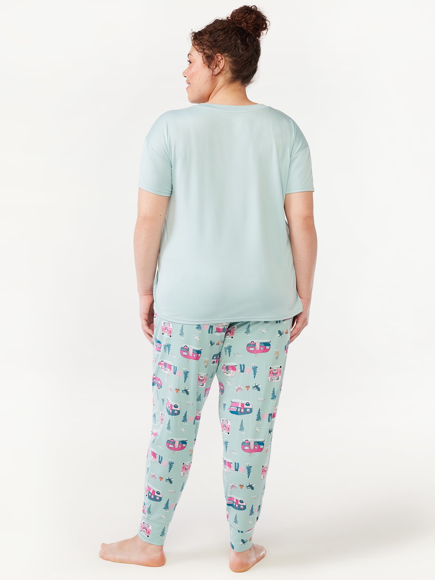 Joyspun Women’s Short Sleeve T-Shirt and Joggers Pajama Set, 2-Piece, Sizes S to 3X