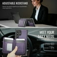 thumbnail image 4 of For Samsung Galaxy A25 5G Phone Case,Compatible WIth Mag-Safe,2-in-1 Magnetic Removable Card Holder,Kickstand,Anti-Scratch PU Leather Back Shockproof Anti-fall Durable Non-slip Phone Case,Purple, 4 of 9
