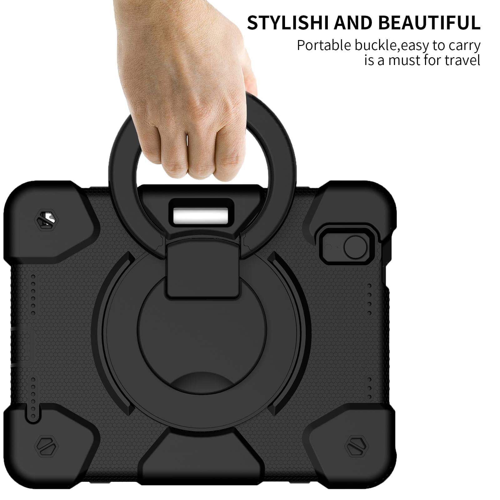 Allytech iPad mini 6th Gen Case Kids, Shoulder Strap Kickstand Heavy Duty Shockproof Handle Hybrid PC TPU Rugged Protective Pencil Holder Case Cover for Apple iPad mini 6 8.3" 2021 -Black
