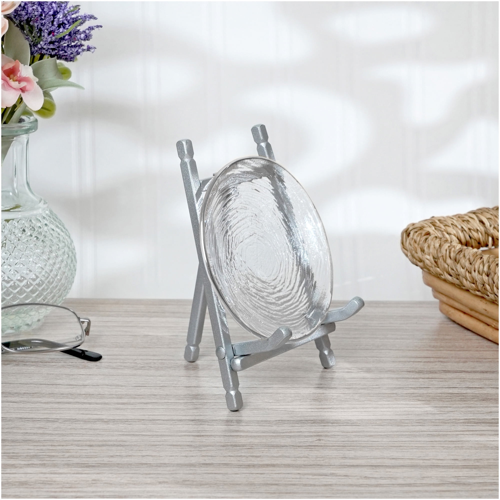 Bard's Satin Silver-toned Metal Easel, 5" H x 3.375" W x 3.5" D, Pack of 2