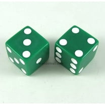Green Opaque Dice with White Pips D6 25mm (1in) Pack of 2 Koplow Games